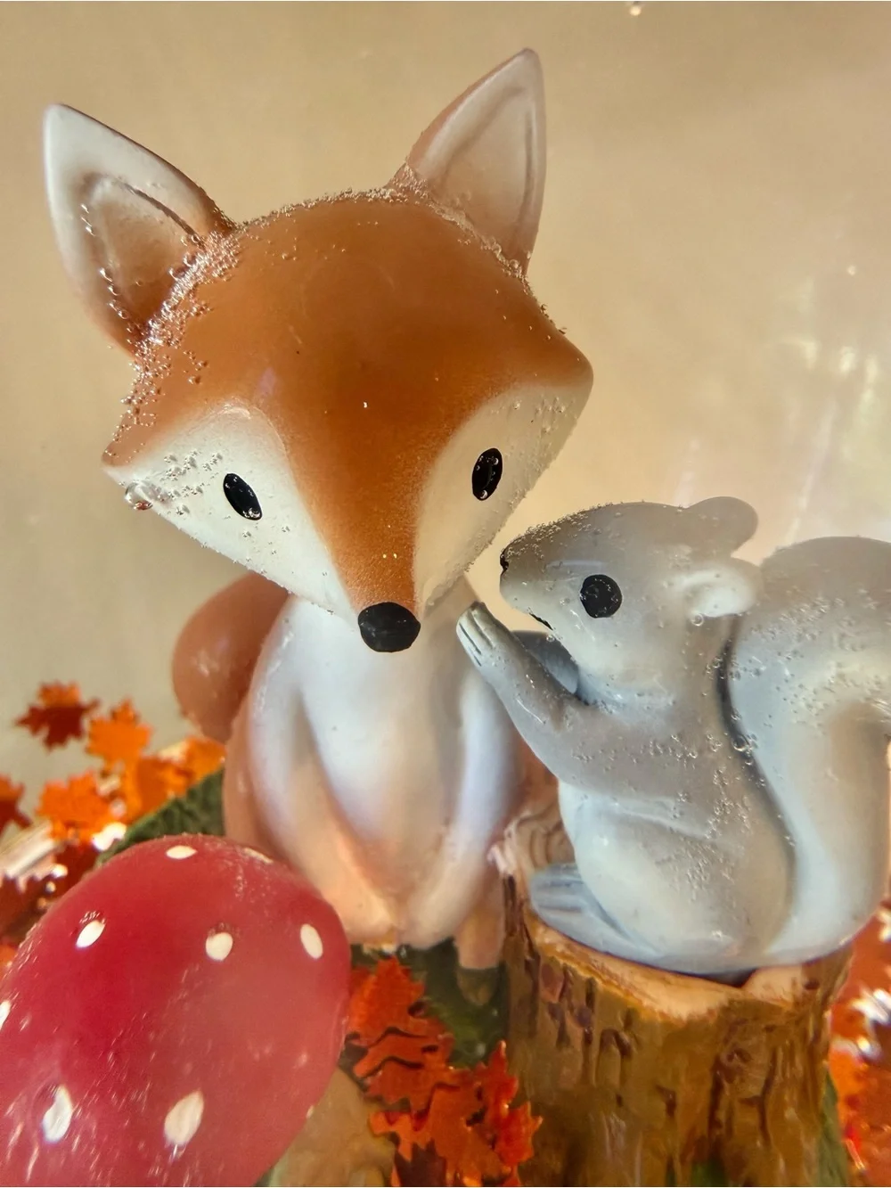 🦊 Bath & Body Works Autumn Fox Squirrel Snow Globe Candle Pedestal Woodland 🐿️